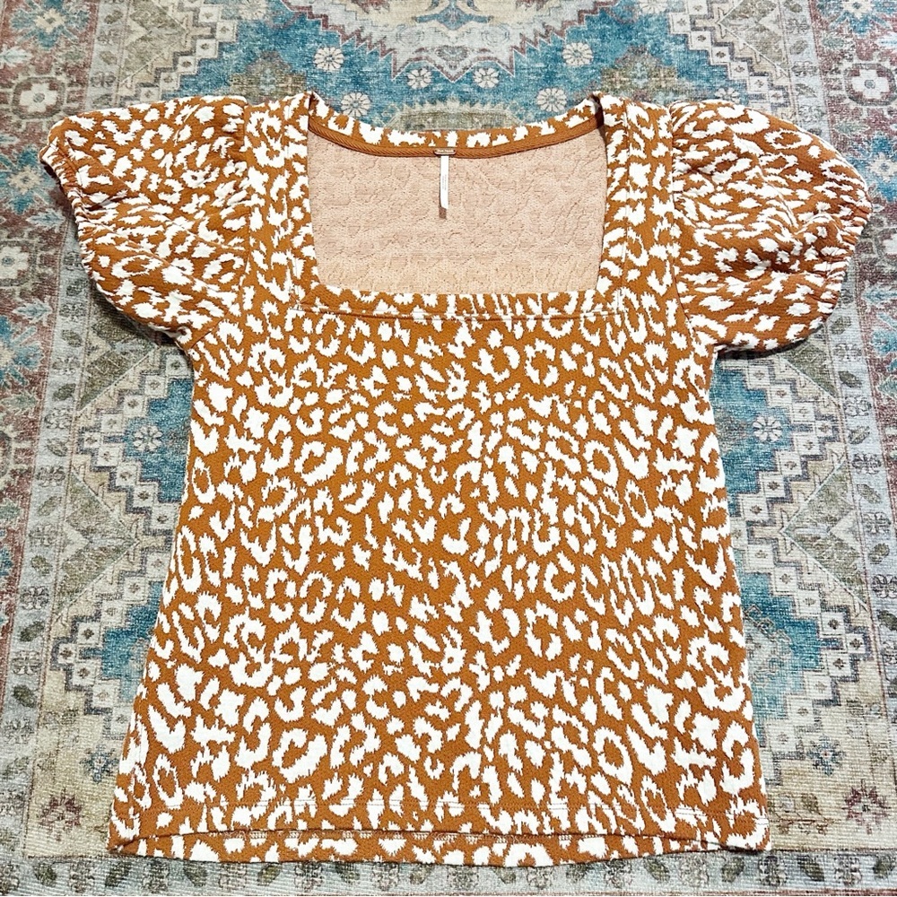 Free people• No Type Tee in Brown Size Small and Large Animal Print Boho - Picture 12 of 13